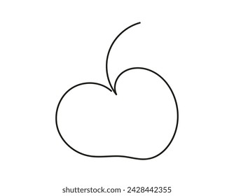 Dibujo continuo de una línea de una manzana. Fruta entera. Postre saludable. Línea de arte. Aislado sobre fondo blanco. Elemento de diseño para impresión, saludo, postal, scrapbooking, libro para colorear.