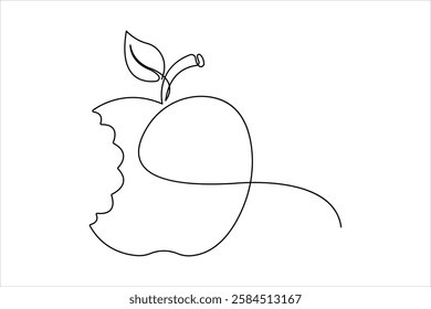 Continuous one line drawing of apple fruit design Vector illustration