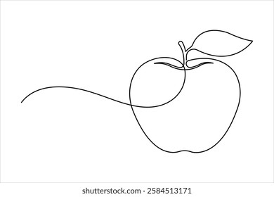 Continuous one line drawing of apple fruit design Vector illustration