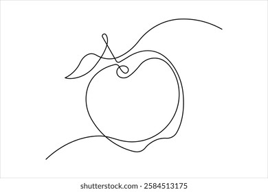 Continuous one line drawing of apple fruit design Vector illustration