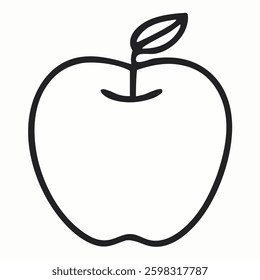 Continuous one line drawing of an apple