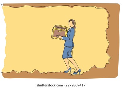 Una línea contínua que dibuja a un hombre de negocios árabe que porta grandes diamantes desde el subsuelo. Atesora cavar con alguien que lleva diamantes. Éxito, concepto de logro. Ilustración vectorial de diseño de una sola línea