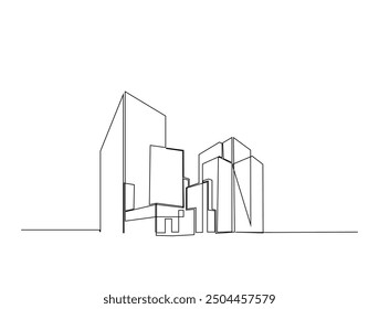 Dessin continu d'une ligne de bâtiment d'architecture. Architecture de maison moderne illustration vectorielle à une seule ligne. Image vectorielle de ligne modifiable.