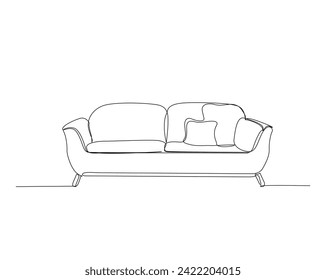 Kontinuierliche Zeichnung einer Linie von Sessel oder Sofa. Sofa einzelne Umrissgrafik Vektorgrafik. Inneneinrichtung und Möbelkonzept, bearbeitbarer Strich.