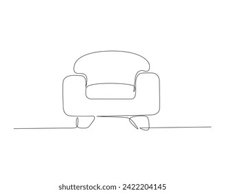 Continuous one line drawing of armchair or sofa. Armchair  single outline vector illustration. Interior and furniture concept, editable stroke.