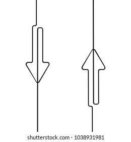 Continuous one line drawing of arrow on white background. Black thin line of arrow icon. EPS10 vector illustration for banner, template, fashion design, infographics, web, app, poster, postcard.