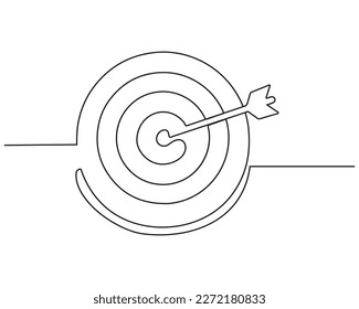 Dibujo continuo de una línea de flecha en el círculo objetivo.