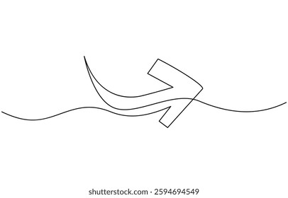 Continuous one line drawing of arrow. Arrow pointing up and down line drawing of arrow, Down arrow continuous line drawing digital graphic illustration.