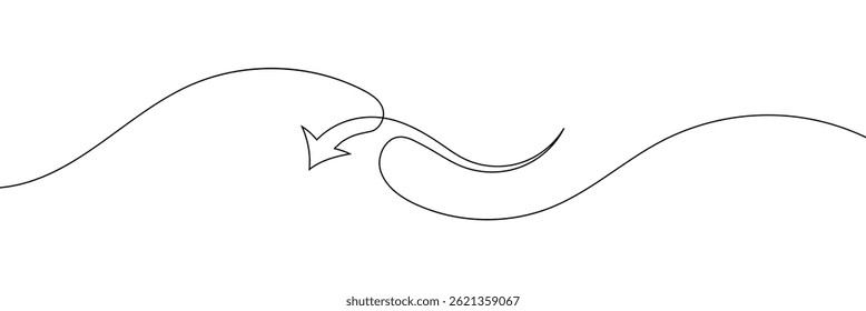 Continuous one line drawing of arrow pointing left and right. Black thin line of two directions arrow icon isolated on white background. EPS vector illustration for banner, template ,web poster. 