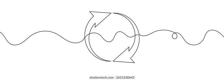 Continuous one line drawing of arrow pointing left and right. Black thin line of two directions arrow icon isolated on white background. EPS vector illustration for banner, template, web, app, poster.