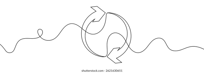 Dibujo continuo de una línea de flecha que apunta a la izquierda y a la derecha. Línea delgada negra de dos direcciones icono de flecha aislado sobre fondo blanco. Ilustración vectorial EPS para Anuncio, Plantilla, Web, App, cartel.