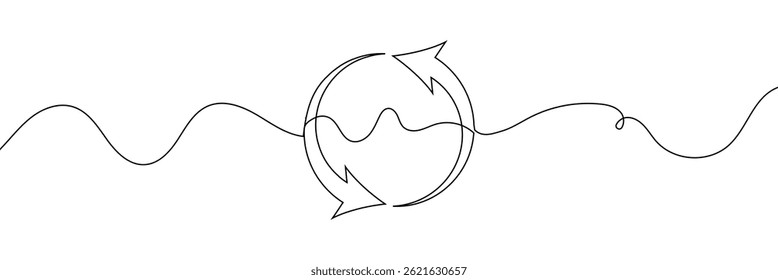 Continuous one line drawing of arrow pointing left and right. Black thin line of two directions arrow icon isolated on white background. EPS vector illustration for banner, template, web, app, poster.
