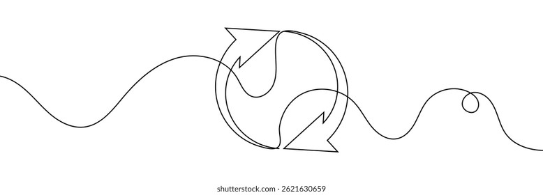 Continuous one line drawing of arrow pointing left and right. Black thin line of two directions arrow icon isolated on white background. EPS vector illustration for banner, template, web, app, poster.