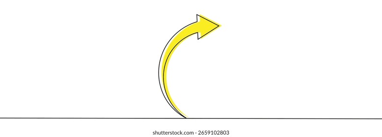 continuous one line drawing, arrow pointing design, up vector illustration, isolated on transparent background .EPS 10 .