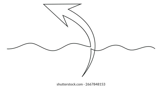 Continuous one line drawing of arrow pointing up. EPS10 vector illustration for banner, template, web, app, poster	