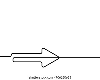 Continuous one line drawing of arrow on white background. Black thin line of arrow icon. EPS10 vector illustration for banner, template, fashion design, infographics, web, app, poster, postcard.