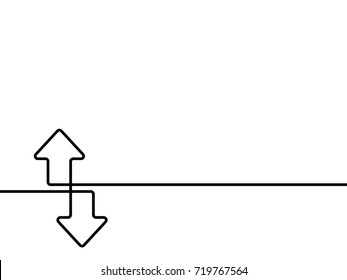 Continuous one line drawing of arrow pointing up and down. Black thin line of two directions arrow icon isolated on white background. EPS10 vector illustration for banner, template,web, app, poster.