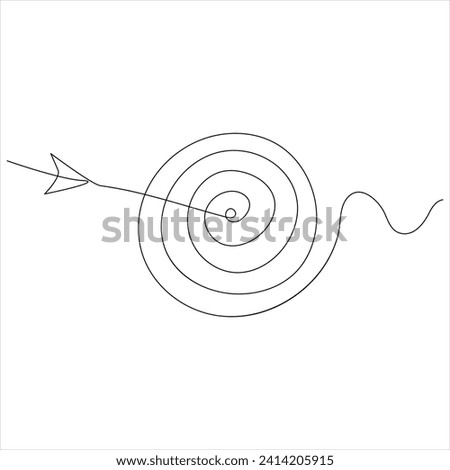 Continuous one line drawing of arrow shoted on the target arrow line art drawing vector illustration