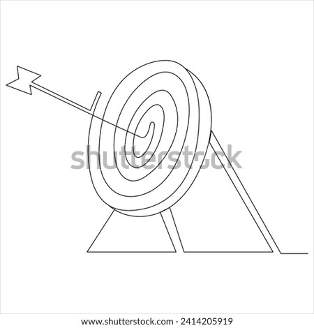 Continuous one line drawing of arrow shoted on the target arrow line art drawing vector illustration