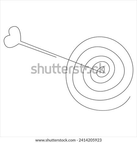 Continuous one line drawing of arrow shoted on the target arrow line art drawing vector illustration