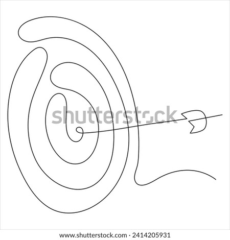 Continuous one line drawing of arrow shoted on the target arrow line art drawing vector illustration
