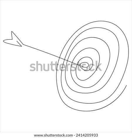 Continuous one line drawing of arrow shoted on the target arrow line art drawing vector illustration