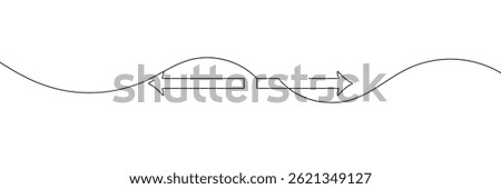 Continuous one line drawing of arrow pointing left and right. Black thin line of two directions arrow icon isolated on white background. EPS vector illustration for banner, template , app, poster. 