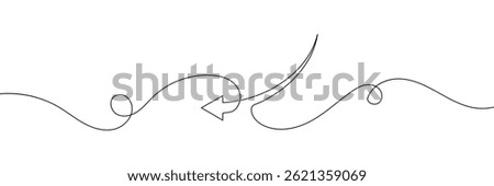 Continuous one line drawing of arrow pointing left and right. Black thin line of two directions arrow icon isolated on white background. EPS vector illustration for banner, template ,web poster. 