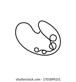 Dibujo continuo de una línea de paleta de arte con pincel de tinta aislado en fondo blanco. Diseño de boceto sencillo dibujado a mano por vectores.