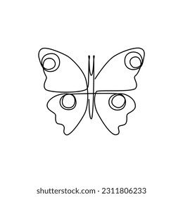 Continuous one line drawing. One line art. Beautiful butterfly. Abstract continuous line. Modern artistic art.