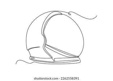 Continuous one line drawing Astronaut helmet. Outer space concept. Single line draw design vector graphic illustration.
