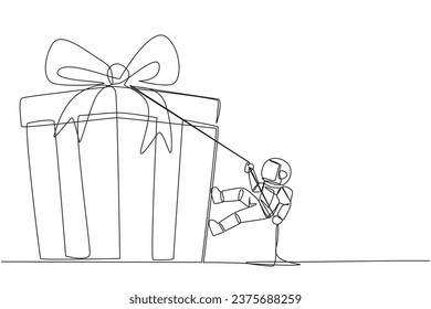 Caja de regalo continua de dibujo de una línea con cuerda. Luchar persistentemente para lograr la recompensa deseada. Trabajo duro. Trabajo sincero. Trabajar con inteligencia. Ilustración vectorial de diseño de líneas simples