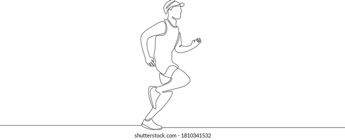 continuous one line drawing of athlete running fast