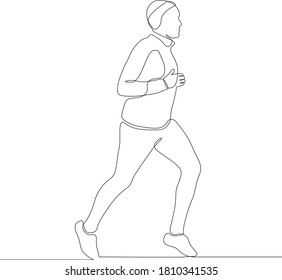 continuous one line drawing of athlete running fast