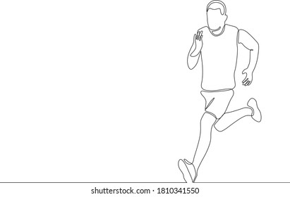 continuous one line drawing of athlete running fast