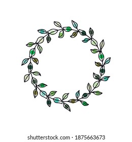 Continuous one line drawing autumn, summer or spring wreath with leaves. Vector illustration perfect for greeting cards, party invitations, posters, stickers, clothing.
