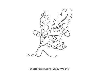 Continuous one line drawing of autumn concept. Doodle vector illustration in simple linear style. 