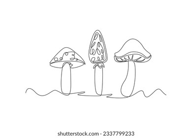 Continuous one line drawing of autumn concept. Doodle vector illustration in simple linear style. 
