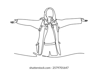 Continuous one line drawing autumnal lifestyle concept. Doodle vector illustration.