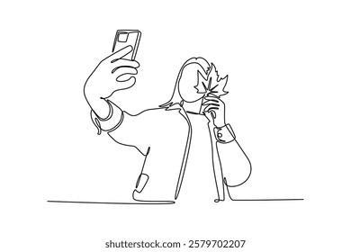 Continuous one line drawing autumnal lifestyle concept. Doodle vector illustration.