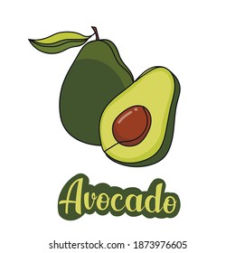 Continuo aguacate de dibujo de una línea y aguacate de trozo en rodajas. Ilustración vectorial perfecta para tarjetas de felicitación, invitaciones a fiestas, afiches, pegatinas, ropa.