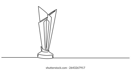 Continuous one line drawing award trophy cup. Single line drawing of trophies isolated on white background, Winner champion concept vector art. Line vector illustration, connected trophy success EPS.