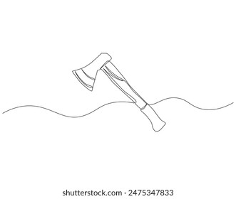 Continuous one line drawing of axe. One line drawing illustration of axe. Single line of lumberjack concept. Editable outline.