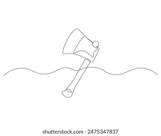 Continuous one line drawing of axe. One line drawing illustration of axe. Single line of lumberjack concept. Editable outline.