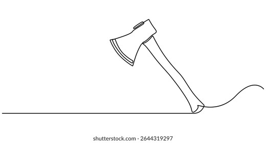 Desenho contínuo de uma linha de design de machado. Ilustração de traço de eixo em linha única. Acidente vascular cerebral editável, Uma linha ax .Linha única de conceito lumberjack, Fundo abstrato, machado, machado, lenhador, pro.