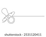 Continuous one line drawing of baby pacifier vector illustration