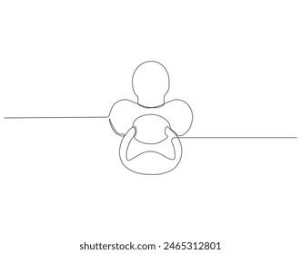 Continuous one line drawing of baby pacifier. One line drawing illustration of baby pacifier. Baby care product concept continuous line art. Editable outline.