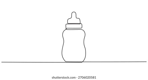 Continuous one line drawing of baby feeding bottle