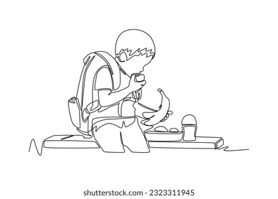 Continuous one line drawing Back to school concept. Single line draw design vector graphic illustration.