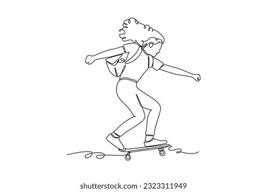 Continuous one line drawing Back to school concept. Single line draw design vector graphic illustration.